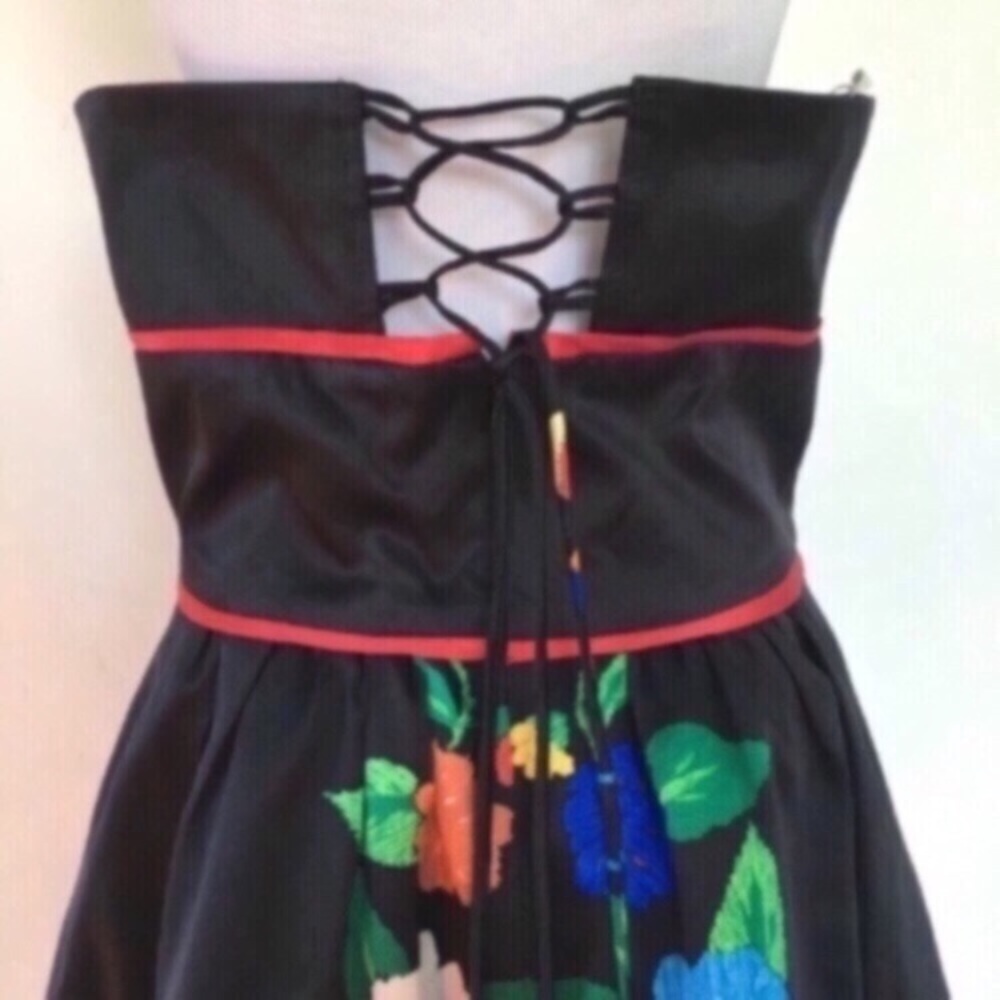 Vtg Voom Joy Han Silk Floral Rockabilly Dress M - Picture 5 of 5